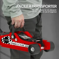 HOMCOM Macaco Hidráulico Extra Plano 2.500 Kg Elevação 80-360 Mm 53x20,5x17,5 cm Vermelho(m-4)