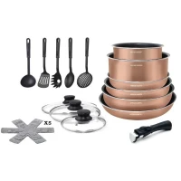 Batterie de cuisine 20 pieces Arthur Martin - aluminium - poignée amovible - tous feux dont induction(m-1)
