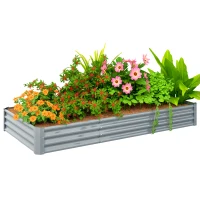 Outsunny Canteiro Retangular 240x120x30 cm em Aço Galvanizado Fundo Aberto Prata(m-6)