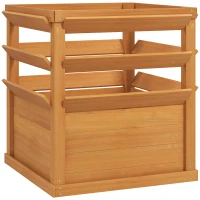 Outsunny Jardineira com Treliça Canteiro Elevado em Madeira 65x65x73 cm Marrom Claro(m-1)