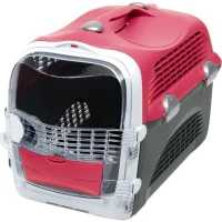 Cage de transport pour chat - CATIT - Cabrio - Multifonctionelle - Ouverture 360° - Rouge(m-1)