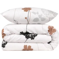 Parure de lit - 1 housse de couette 220 x 240 cm + 2 taies d'oreiller 60 x 60 cm - 65% coton, 35% polyester - Blanc(m-3)