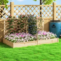 Outsunny Jardineira com 3 Treliças Modular 222x114x109 cm Efeito Madeira Natural(m-2)