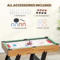 SPORTNOW 13-in-1 Folding Game Table — Foosball, Ping Pong, Billiards (Walnut)(m-5)