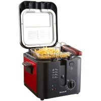 Friteuse électrique - BRANDT - FRI25R - Cuve fixe - 2,5 L d'huile + 1kg de frites - Hublot de contrôle - Rouge / Noir(m-5)