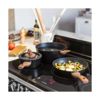 Batterie de cuisine - Induction - LIVOO - MEP147 - Aluminium antiadhésif - 5 pieces - 1 casserole Ø16 - 1 poele Ø24 - 1 faitout Ø24(m-2)