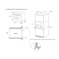 Four encastrable Pyrolyse - 65L - Chaleur tournante -  CONTINENTAL EDISON - CEF65PB - Noir et inox - L59,5 x H59,5 x P 57,5 cm(m-6)