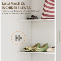 HOMCOM Dulap Multifuncțional cu Uși Batante, 5 Rafturi și 3 Niveluri Reglabile, 60x31,5x165 cm, Alb(m-6)