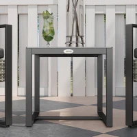 Outsunny Conjunto de Jardim 3 Peças 2 Cadeiras com Almofadas e Mesa Baixa com Vidro Temperado Rattan Sintético Cinza Claro(m-4)