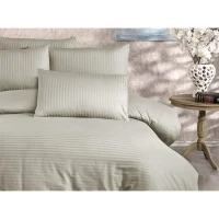 Parure de lit - 1 housse de couette 220x240 cm + 2 taies d'oreiller 60x60 cm - 80% coton, 20% polyester - Cappuccino(m-3)