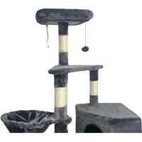 SWIFTY Arbre a chat - 55 x 40 x 138 cm - Gris foncé - 3 plateformes, 1 perchoir, 1 niche, poteaux a griffer(m-4)