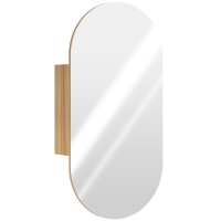 HOMCOM Armário de Parede com Espelho Oval para Casa de Banho 45x13,5x90 cm Cor Madeira