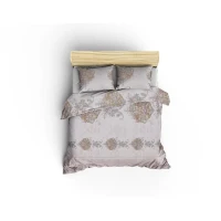 Parure de lit - 1 housse de couette 220 x 240 cm + 2 taies d'oreiller 60 x 60 cm - 100% coton renforcé - Brun(m-2)