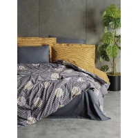 Parure de lit - 1 housse de couette 220 x 240 cm + 2 taies d'oreiller 60 x 60 cm - 100% coton renforcé - Gris(m-1)
