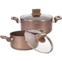 Set de marmites - ARTHUR MARTIN - AM9820 - 20-24 cm avec couvercle en verre - Aluminium - Tous feux dont induction(m-6)