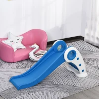 HOMCOM Toboggan Enfant Pliable 3 à 6 Ans Usage intérieur extérieur dim. 120L x 50l x 56H cm HDPE Bleu(m-10)