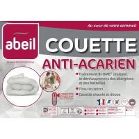 Couette anti-acariens - 220 x 240 cm - Chaude - 400 g/m² 2 personnes - Blanc - ABEIL(m-5)