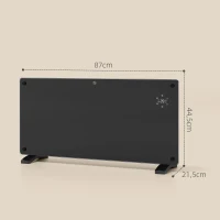 HOMCOM Aquecedor Elétrico 2000W para Parede Ou Chão Ecrã Táctil LED Termostato Temporizador 87x21,5x44,5 cm Preto(m-3)