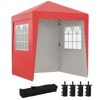 Outsunny Tenda Pop-Up para Jardim 2x2 m Altura Regulável Proteção Uv30+ 3 Laterais (Vermelho)(m-6)