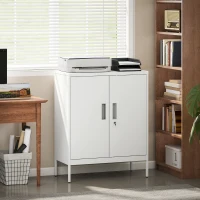 HOMCOM Armadietto da Ufficio in Acciaio a 2 Ripiani Regolabili con Serratura e 2 Chiavi, 80x40x100 cm, Bianco(m-9)
