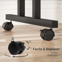 HOMCOM Secretária Regulável 70x60 cm com Tampo Inclinável e Rodízios Cor Madeira e Preto(m-4)