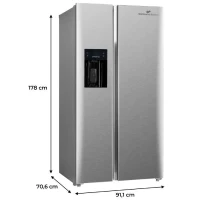 Réfrigérateur américain - CONTINENTAL EDISON - CERANF556IX1 - Distributeur eau / glaçons - Classe E - 91,1 x 70,6 x 178 cm - Silver(m-5)