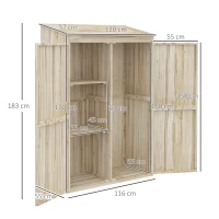 Outsunny Armário de Jardim em Pinho 120x57x183 cm 2 Prateleiras 2 Portas Magnéticas(m-3)