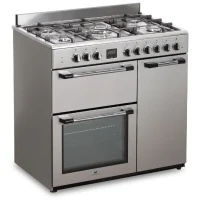 Cuisiniere piano gaz 3 fours électriques CONTINENTAL EDISON CECP903FIX 5 feux - Inox - Largeur 90 cm(m-3)