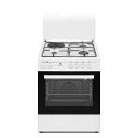 Cuisiniere mixte CONTINENTAL EDISON CECM60FCW - 3 feux gaz + 1 électrique - L59,8 x P61 xH83 cm - Blanc(m-1)