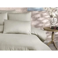 Parure de lit - 1 housse de couette 220x240 cm + 2 taies d'oreiller 60x60 cm - 70% polyester, 30% coton - Cappuccino(m-4)
