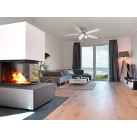 Ventilateur de plafond réversible FARELEK BALEARES - Ø 132 cm, 5 pales blanches / cannées blanches + éclairage(m-2)