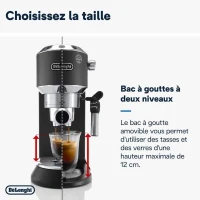 Machine expresso classique - DELONGHI - EC685.BK Dedica Style - Café moulu et dosettes ESE - 15 bars - 1L - Noir(m-4)