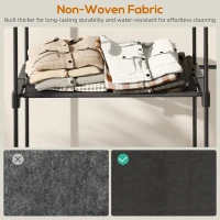 HOMCOM Dulap de Haine cu 2 Bare și 4 Rafturi, din Material Non-Țesut, Plastic și Oțel, 142x43x185 cm, Negru(m-6)