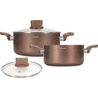 Set de marmites - ARTHUR MARTIN - AM9820 - 20-24 cm avec couvercle en verre - Aluminium - Tous feux dont induction(m-1)