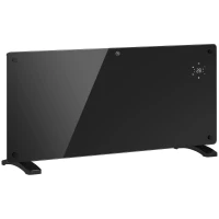 HOMCOM Aquecedor Elétrico 2000W para Parede Ou Chão Ecrã Táctil LED Termostato Temporizador 87x21,5x44,5 cm Preto(m-1)