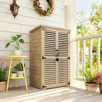 Outsunny Armário de Jardim em Pinho 2 Prateleiras Telhado Betuminoso Portas Venezianas 75x50x118 cm(m-2)