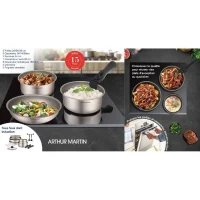 Batterie de cuisine Arthur Martin AM133CH 15 pieces - Aluminium - Poignée amovible - Tous feux dont induction(m-3)