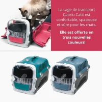 Cage de transport pour chat - CATIT - Cabrio - Multifonctionelle - Ouverture 360° - Rouge(m-3)