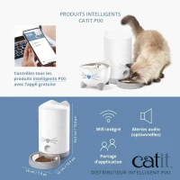 CATIT - PIXI Distributeur de croquettes connecté pour chat - 1,2 kg (contrôlé par une application)(m-6)