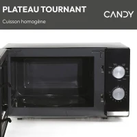 CMG20TNMB Micro-ondes Gril CANDY Moderna 20L 700W - Gril 900W - UI mécanique 6 niveaux de puissance - Fonction Décongélation poids(m-5)