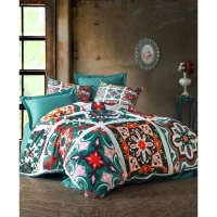 Parure de lit - 1 housse de couette 220 x 240 cm + 2 taies d'oreiller 60 x 60 cm - 100 % polyester microsatin - Vert(m-1)