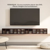 HOMCOM Conjunto 2 Estantes Verticais para CD/DVD 12 Compartimentos 160 CDs Efeito Madeira Castanho(m-4)