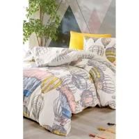 Parure de lit - 1 housse de couette 220 x 240 cm + 2 taies d'oreiller 60 x 60 cm - 100% coton renforcé - Moutarde(m-4)