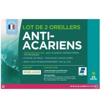 BLANREVE Lot de 2 Oreillers Triple Protection - 60 x 60 cm - Blanc(m-3)