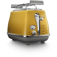 Grille-pain - DELONGHI - ICONA CAPITALS - 2 tranches - 900W - Chauffe viennoisseries - Jaune(m-2)