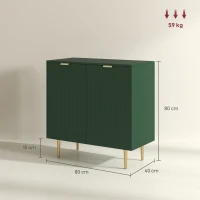 HOMCOM Aparador para Sala 2 Portas com Prateleira Regulável e Pés Metálicos 80x40x80 cm Verde-Oliva(m-3)