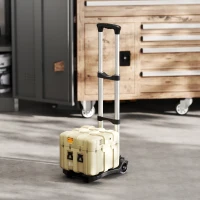 HOMCOM Cărucior portbagaj pliabil de 40 kg cu 2 curele, mâner telescopic, din aluminiu și plastic, negru(m-9)