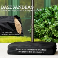 Outsunny Ombrellone da Giardino Doppio 460x270cm, Ombrellone da Esterno con Apertura a Manovella, Base a Croce e Zavorra, Acciaio e Poliestere Khaki(m-6)