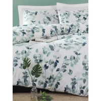 Parure de lit - 1 housse de couette 220 x 240 cm + 2 taies d'oreiller 60 x 60 cm - 65% coton, 35% polyester - Vert(m-3)
