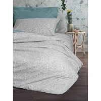 Parure de lit - 1 housse de couette 220 x 240 cm + 2 taies d'oreiller 60 x 60 cm - 100% coton renforcé - Menthe(m-3)